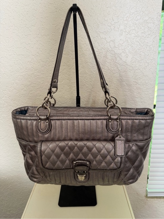 Coach Handbags - Coach Poppy Quilted Metallic Leather Tote Bag